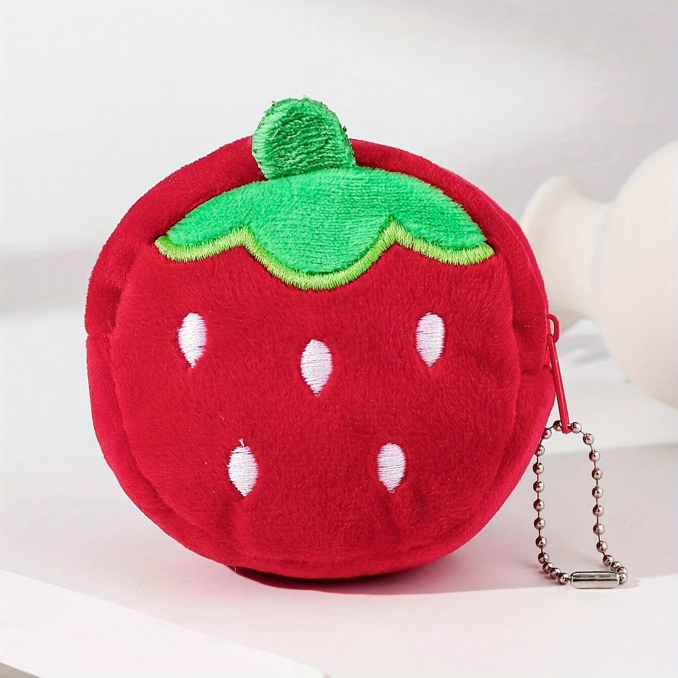 

Strawberry Plush Coin Bag - Lightweight Fashion Wallet With Keychain For Ladies And Girls - Ideal Birthday Gift