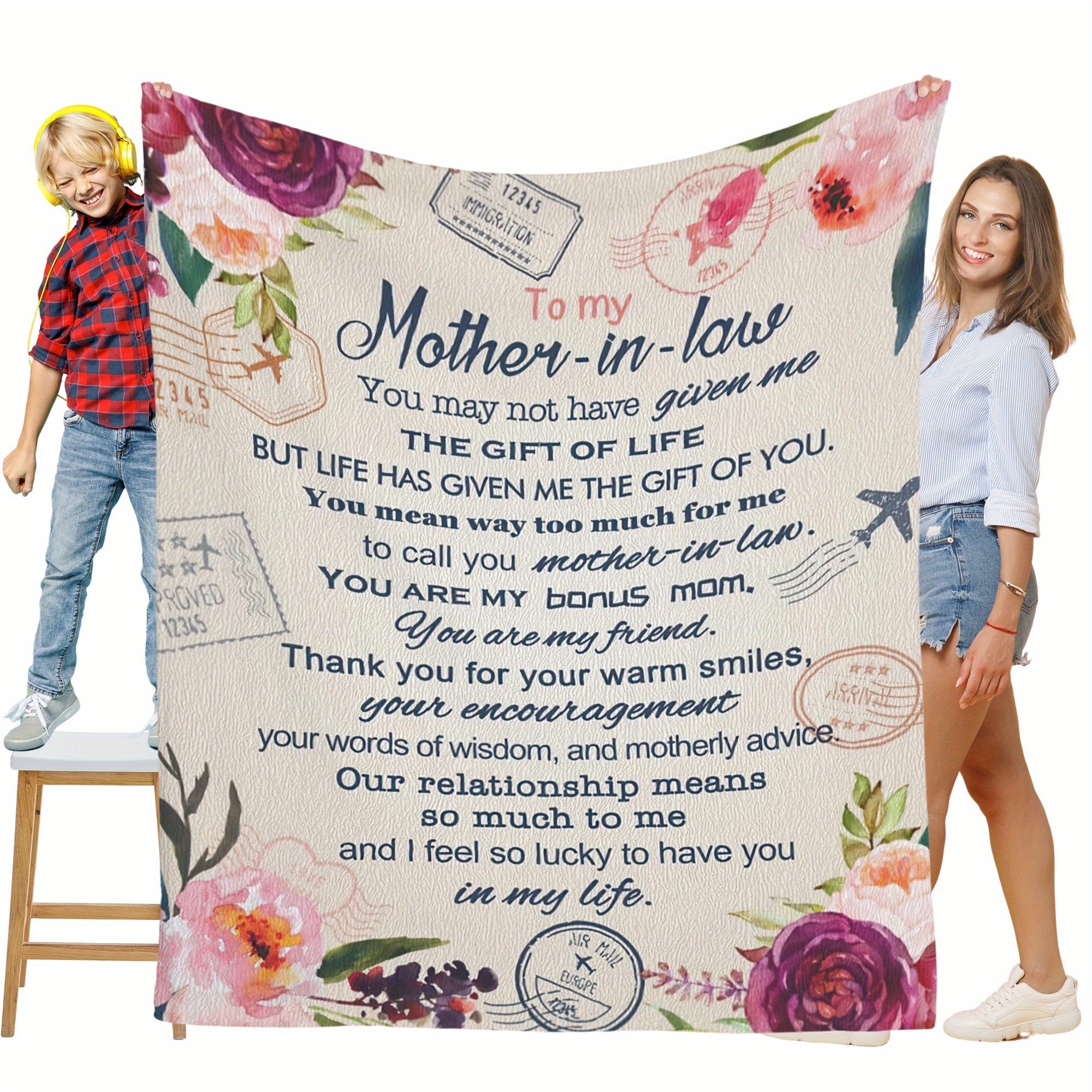 

Gift For Mother-in-law - Letter Print Flannel Blanket - Soft And Comfortable For All Seasons - Suitable For Sofa, Bed, Office, Camping, Travel Multifunctional Blanket