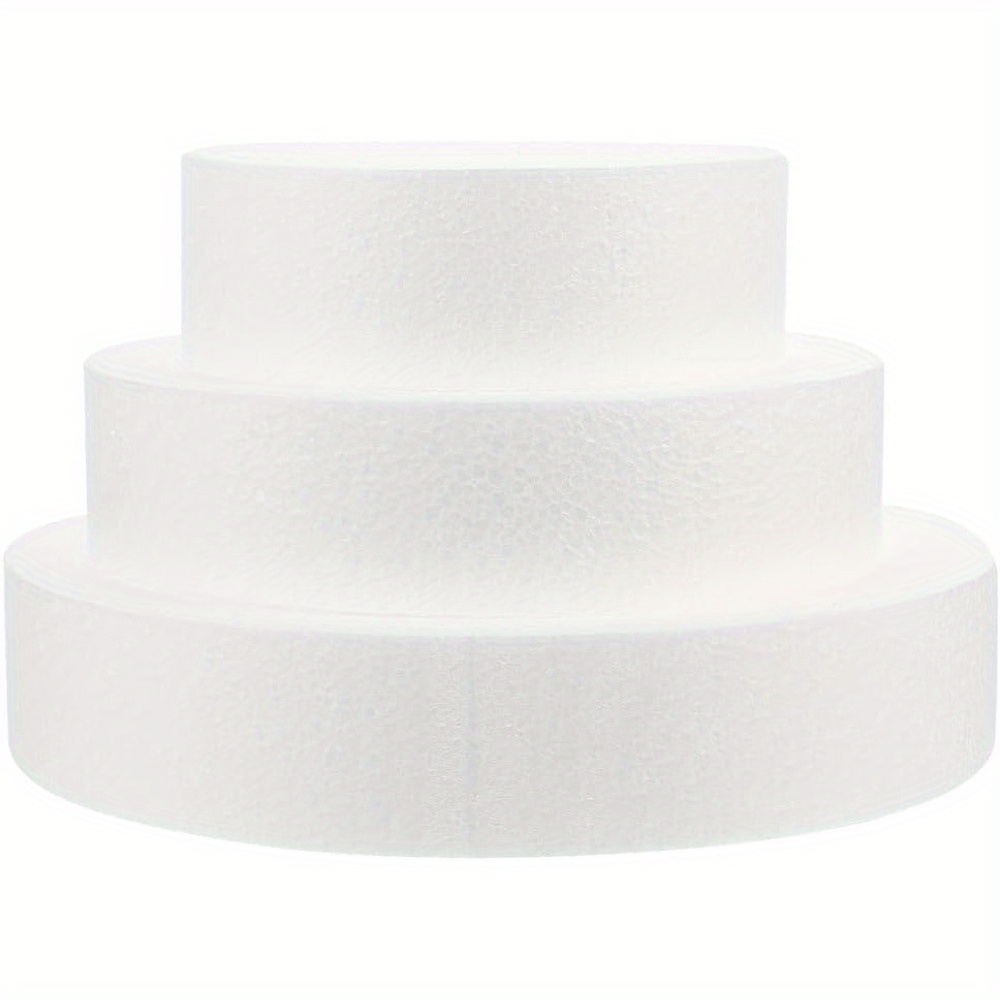 

3-piece Foam Cake Dummy Set For Decorating, Display, And Crafts - Durable Foam Cake Molds With Smooth Surface For Wedding, Birthday, And Party Designs