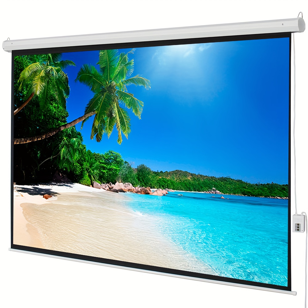 

4:3 80" X 60" Viewing Area Motorized Projector Screen With Remote Control Matte White, Christmas, Festival, New Year's Gift