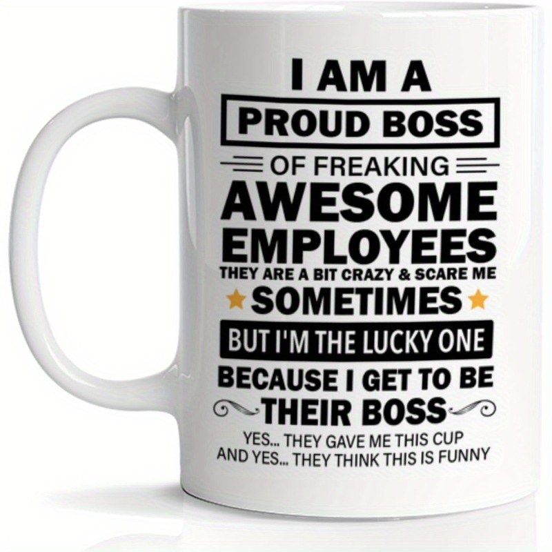 

1pc Humorous Boss Appreciation Mug - Coffee - 11 Oz Ceramic Cup With Funny Design, Thank You Gifts For Mentor, Leader, Unique Office Gift Ideas