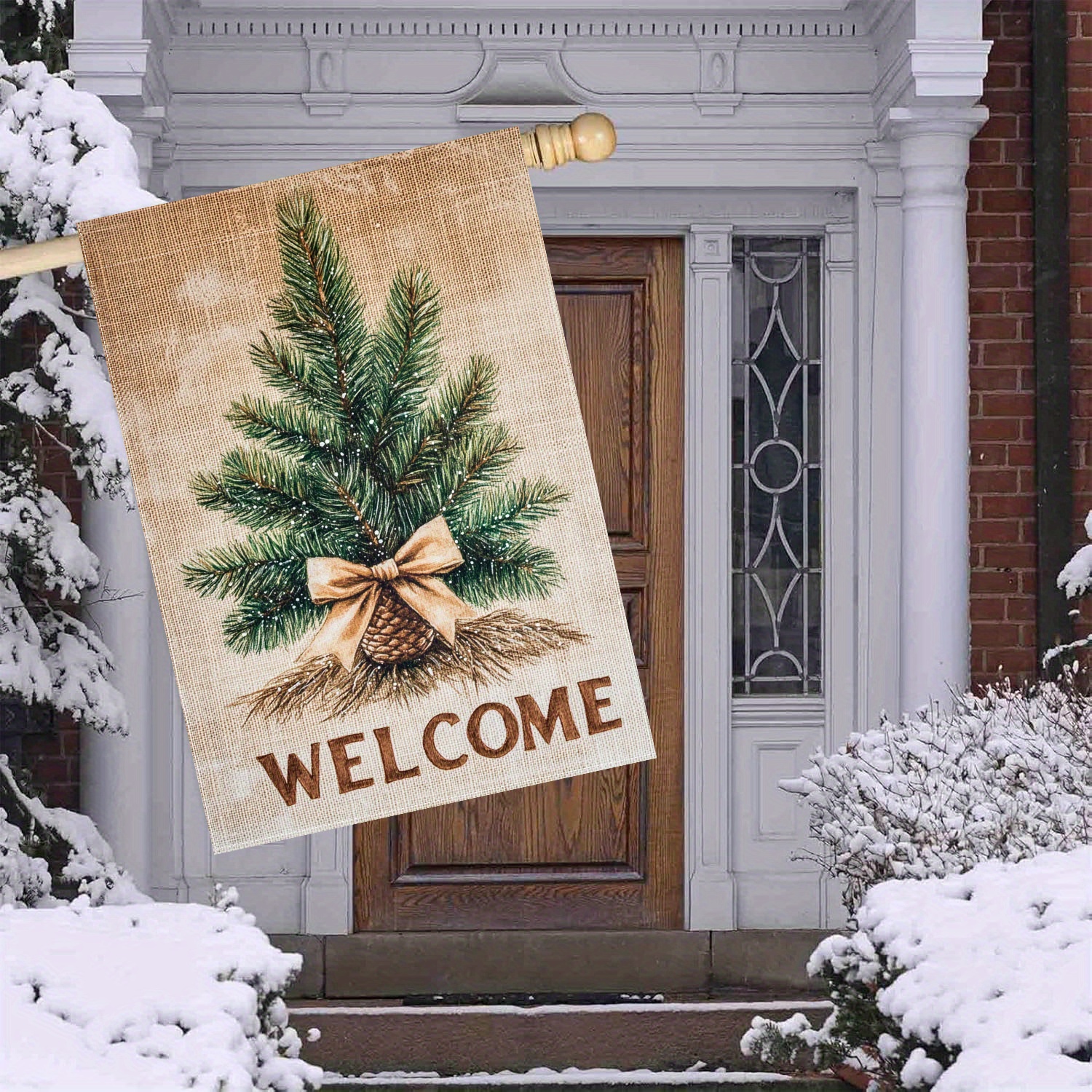 

Double-sided Christmas Tree Welcome Flag - 28x40 Inches, Durable Polyester, Outdoor, Garden, And Lawn Decorations