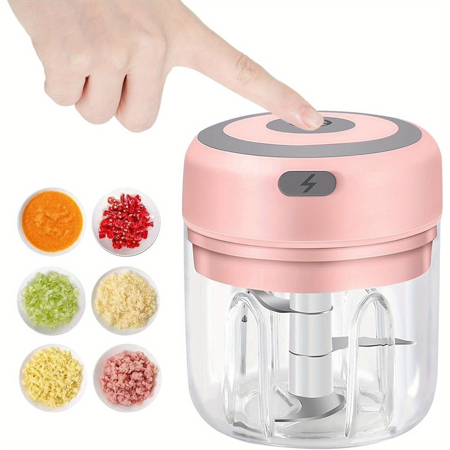 

Electric Food Chopper, 250ml Mini Cordless Portable Meat Grinder, Usb Rechargeable Garlic Chopper, Easy To Clean, For / / Vegetables/ Nuts/ Fruits/ Peppers/ Meat/ Garlic (pink)