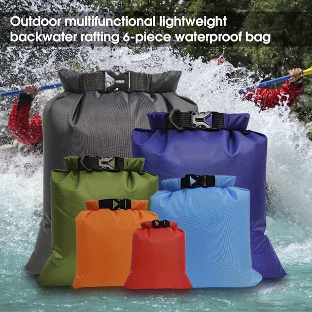 

6 Pack Waterproof Dry Bags, Lightweight Outdoor Storage Bag Backpack, Dry Bags For Kayaking, Rafting, Boating, Camping (1.5l, 2.5l, 3l, 3.5l, 5l, 8l)