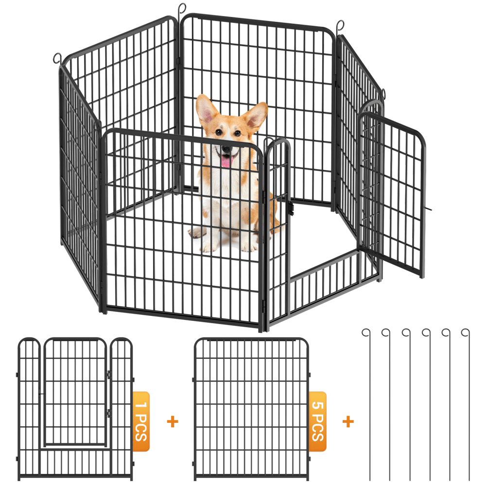 Homelive Puppy Playpen 80cm Playpen Free-range Enclosure Animal Playpen For Dogs Flat Puppy Run With Doors & Floor Anchors Flexible And Foldable