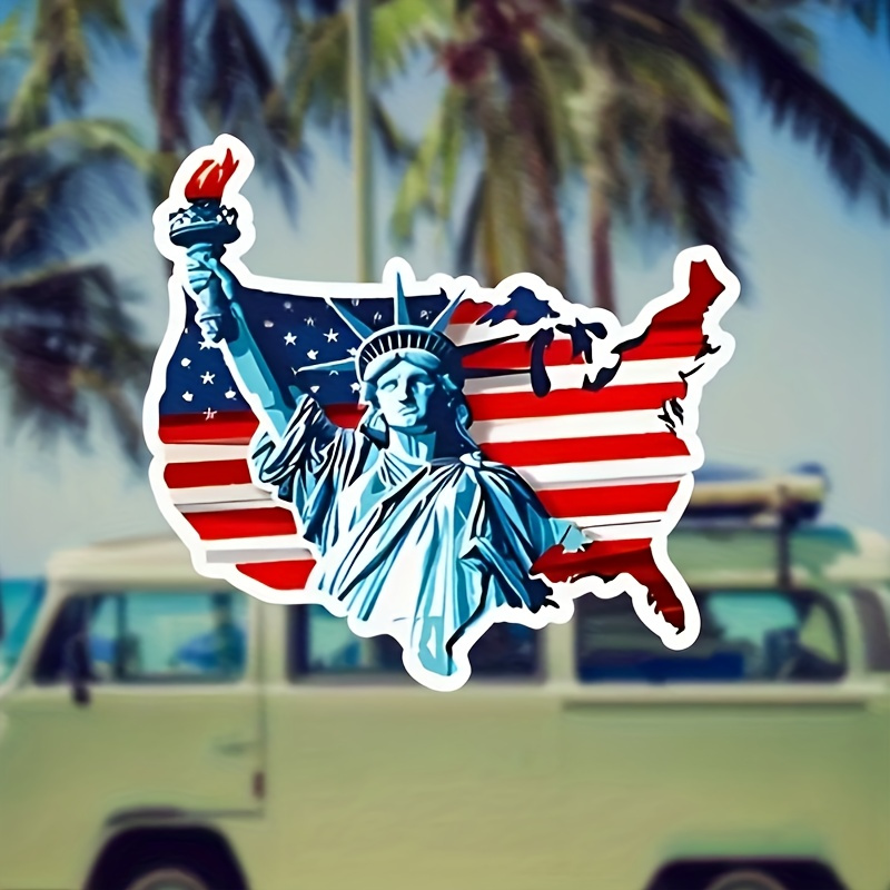 

Patriotic Car And The Statue Of - Suitable For Any , Computer, Or