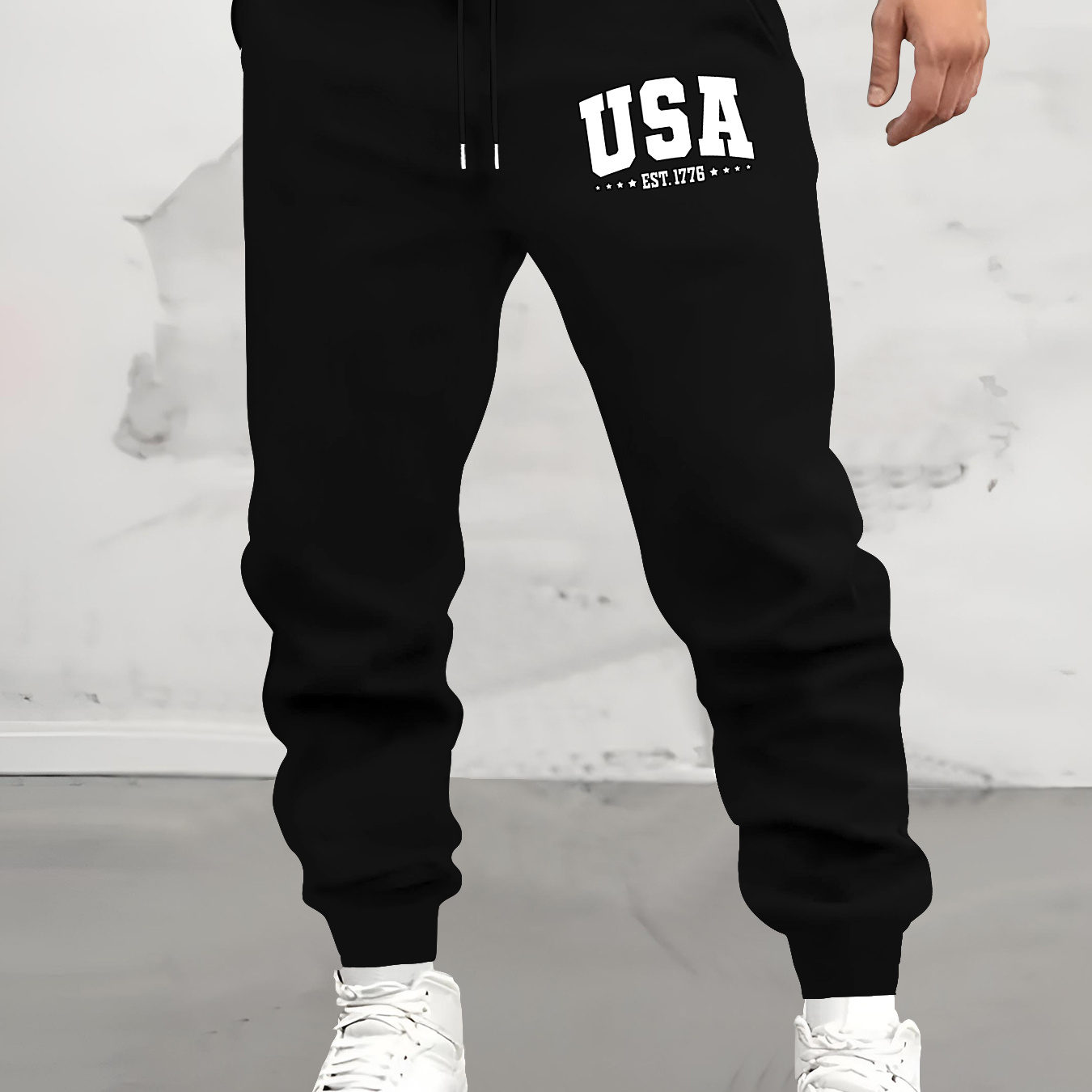 

Men's Usa Print Casual Joggers - Stretch Waist Drawstring, Comfort Fit Sweatpants With Pockets For Spring/fall