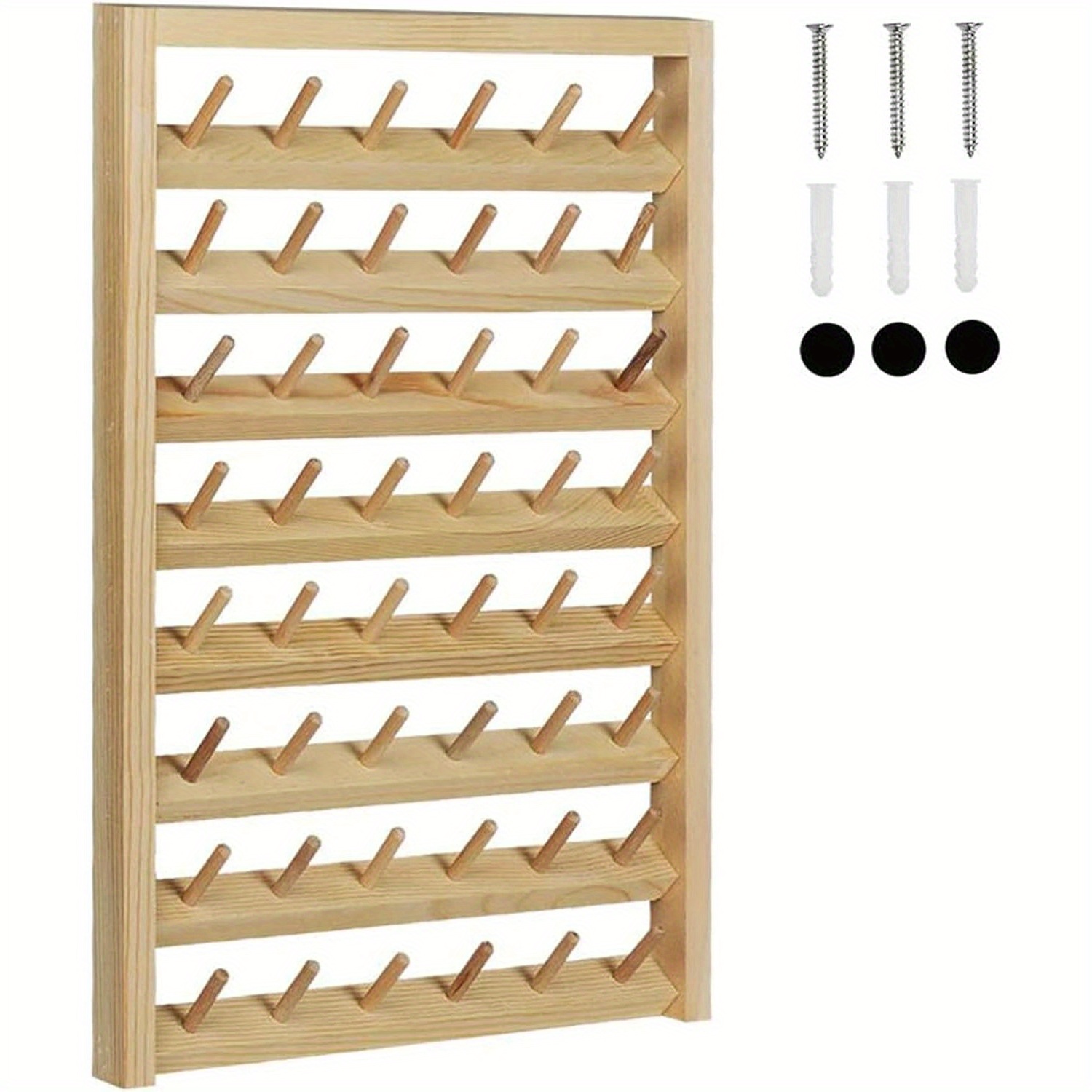 

48-spool Sewing Thread Rack, Wall-mounted Sewing Holder With Hanging Hooks, Wooden Organize For Mini Sewing, Quilting, Jewelry, Embroidery