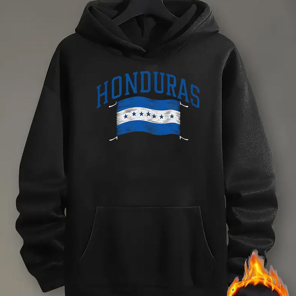 

Men's Casual Hoodie With Honduras Flag Print - Cozy Pullover With Kangaroo Pocket, Long Sleeve, Loose Fit For Fall & Winter