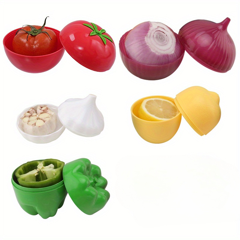 

5pcs & Shaped Food Storage Containers Set - , Bpa-free Refrigerator Organizers For , Pepper, , Onion, Garlic - Organization Accessories