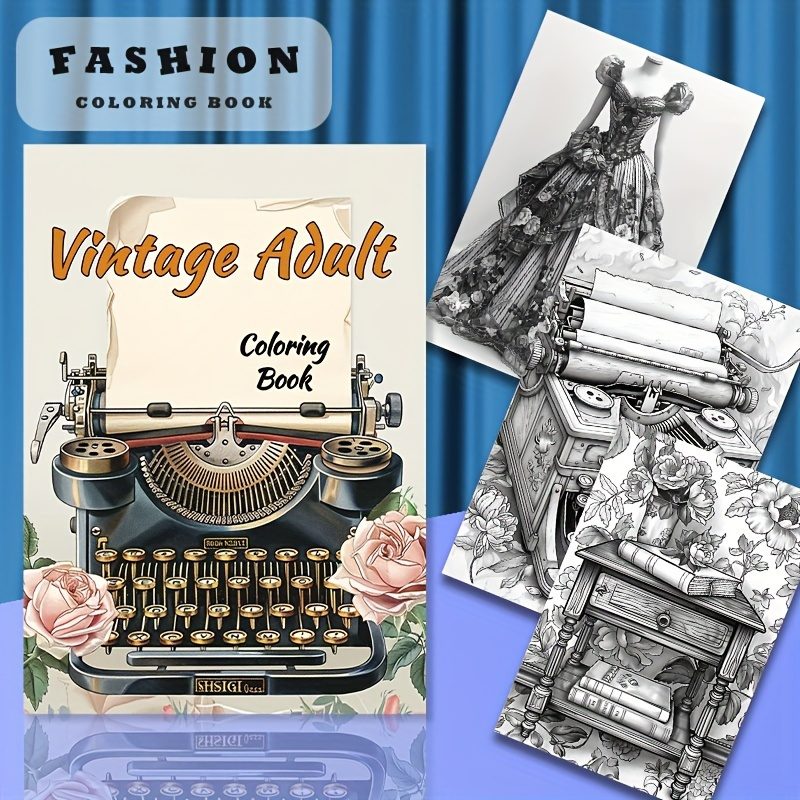 

Deluxe Vintage Coloring Book For Adults - 22 Pages, Unique Cover & Intricate Design | Relax Art Craft Kit | Perfect Gift For Valentine's, Christmas, Halloween, New Year,