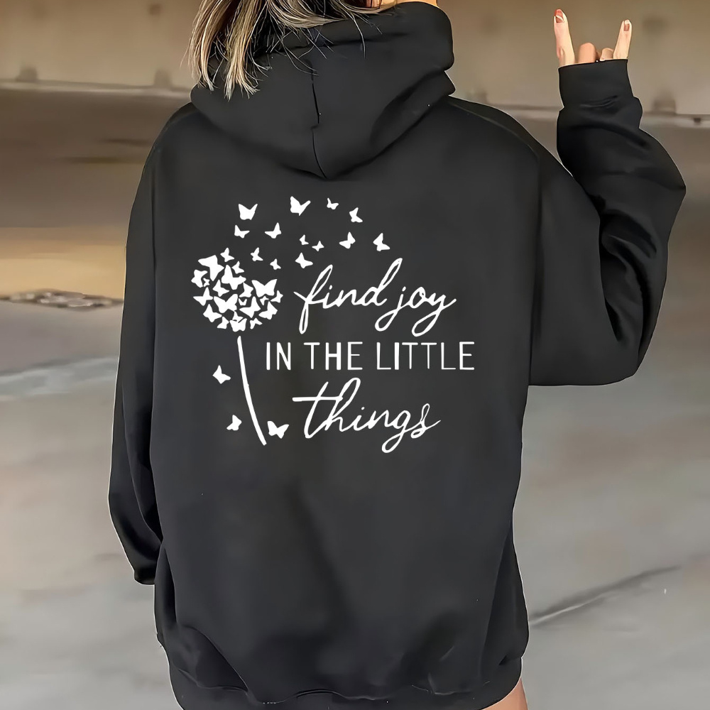 

Women's Casual Hooded Zip-up Sweatshirt With Geometric Dandelion Print - 100% Polyester Knit Fabric, All-season Hoodie