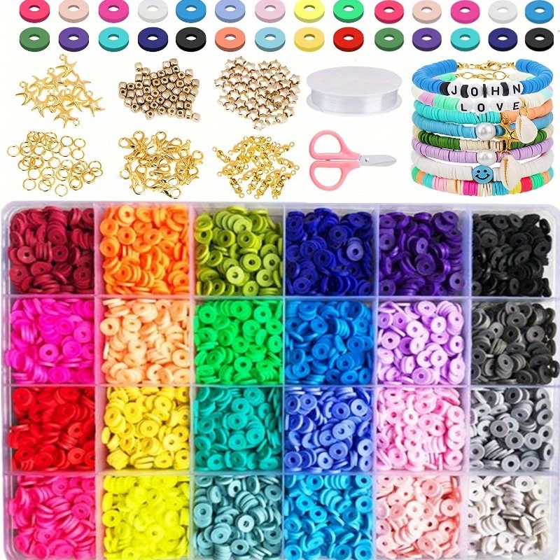 

4900/6000 Clay Bead Bracelet Diy Kit Flat Polymer Clay Beads For Jewelry Making Kit Heishi Beads Diy Crafts For Birthday Christmas Gifts