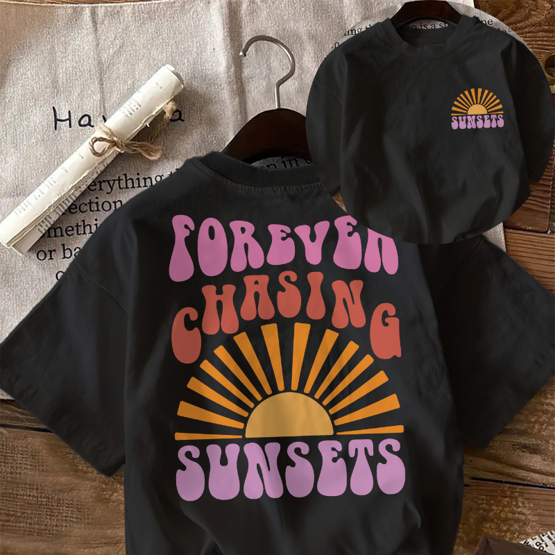 

Forever Graphic Print Cotton T-shirt - 100% Cotton Knit Fabric, Casual Crew Neck Short Sleeve Tee For All Seasons