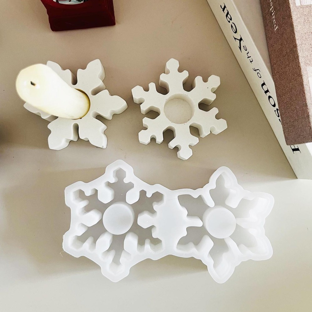 

Silicone Snowflake Candle Holder Resin Casting Molds - Diy Tealight & Candlestick Plaster Craft Mold Set, Christmas Themed Resin Molds For Home Decor Crafting