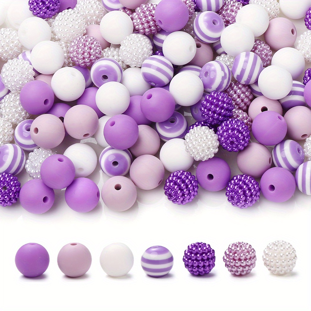 

70pcs Purple Set, 12mm Round Spacer For Making - For Necklaces, Bracelets, Keychains &