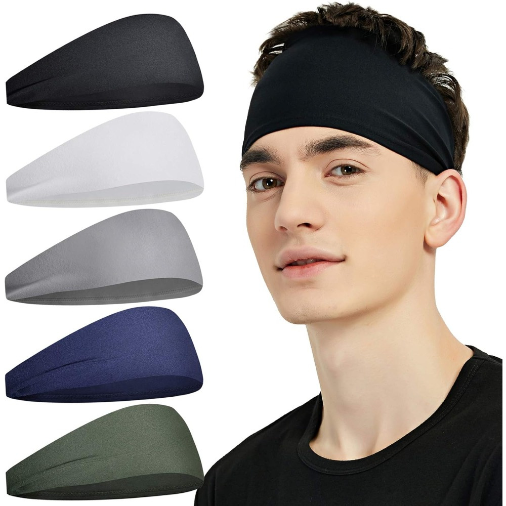 

Fashion Sports Headband For Men (5 Packs), Hygroscopic Exercise Headband, Sweat Band For Men Running, Cycling, Soccer, Yoga, Headband For Women