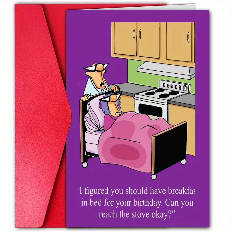 

Funny & Unique Birthday Card - , Family, Or Friends - Cartoon-themed, Red/white Paper Greeting Card