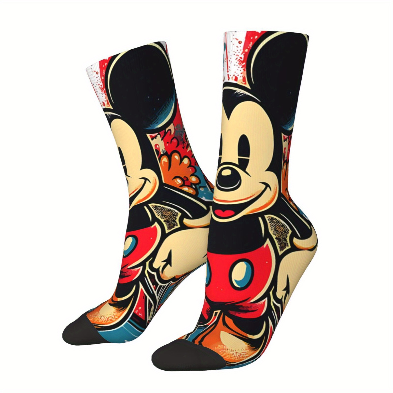 

Men's Novelty Cartoon Crew Socks - Hip Hop Vintage Style, Seamless, Breathable Polyester Blend, Perfect Gift Idea