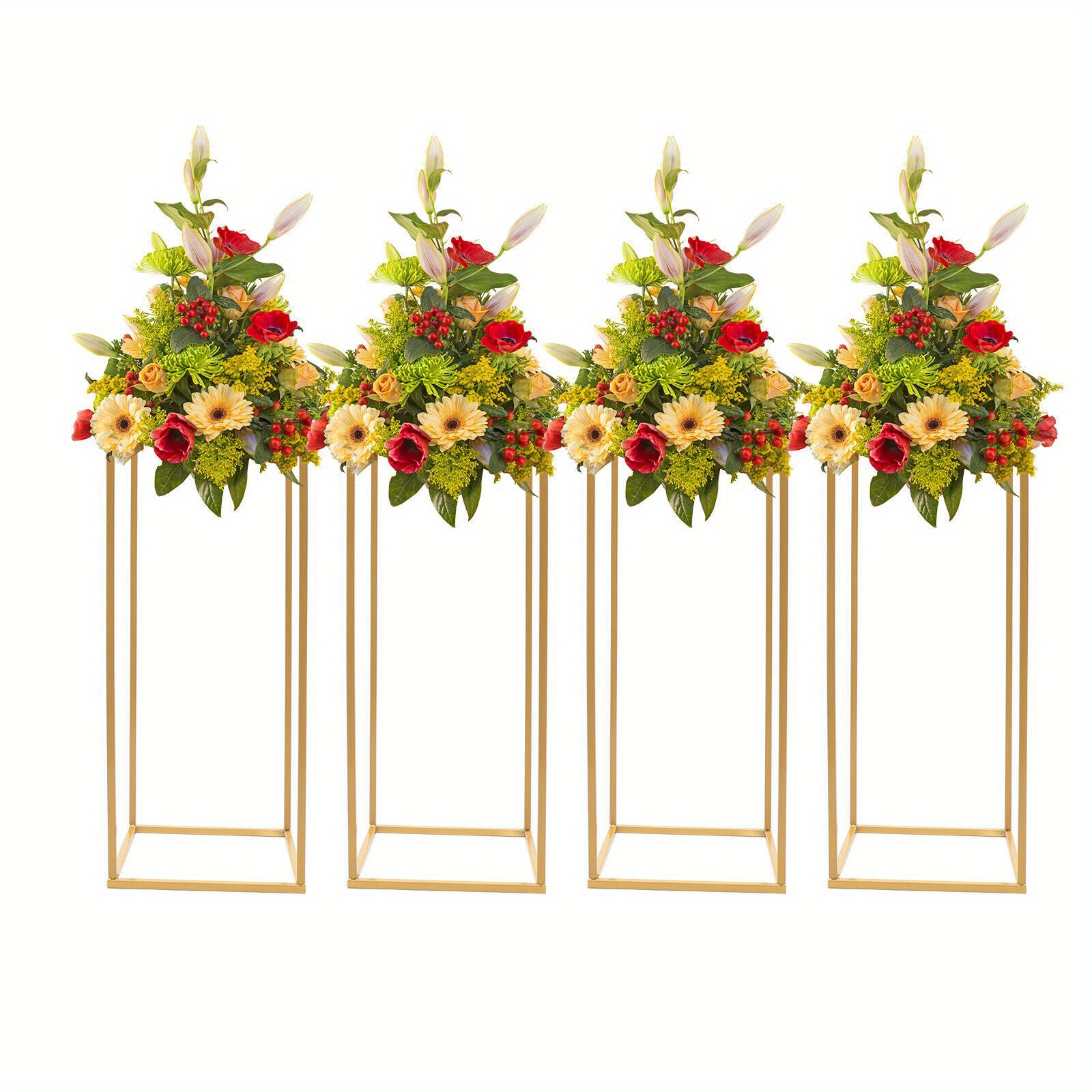 

4pcs Elegant Metal Flower Stand - Party Wedding Centerpiece Column Holder Decor - 23. 6'' Height, Indoor Outdoor Events And Home Decor