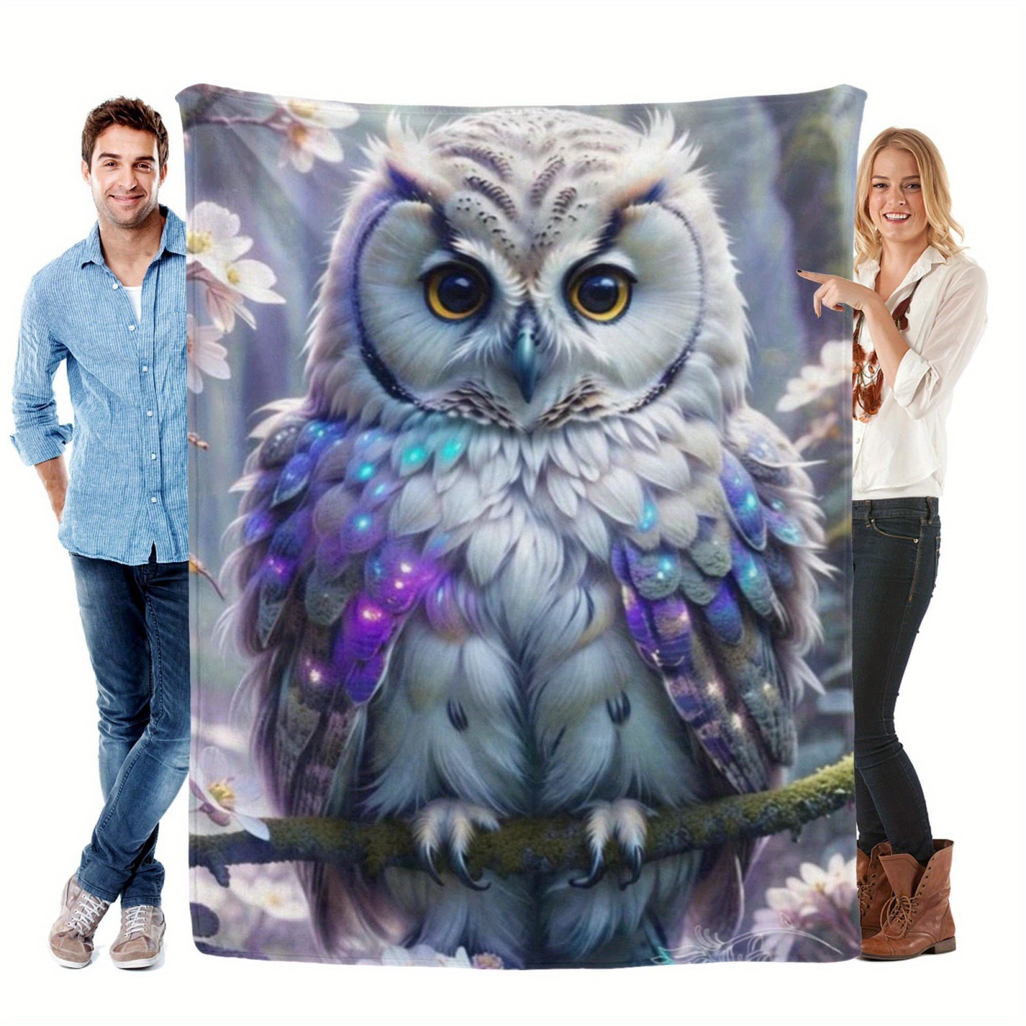 TEMU 1pc 60* 80 Inches Owl Flannel Blanket Gift, Soft Flannel Blanket, Sofa Blanket Nap Blanket, Office Home Sofa Bed Sofa