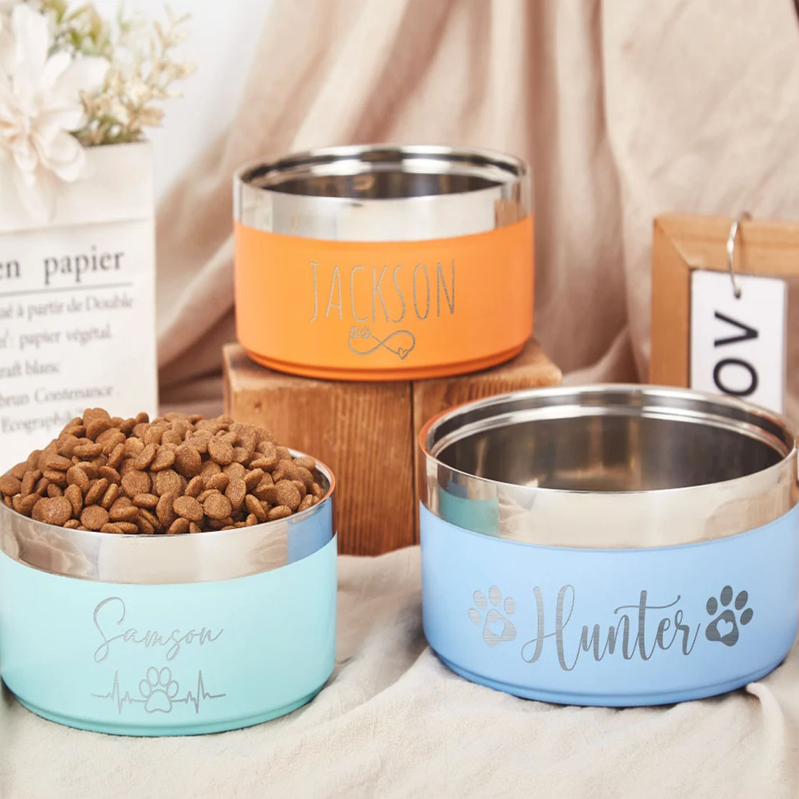 

1pc Engraved Steel Pet Bowl, Personalized Dog/cat , Pet & Bowl, No Battery Required