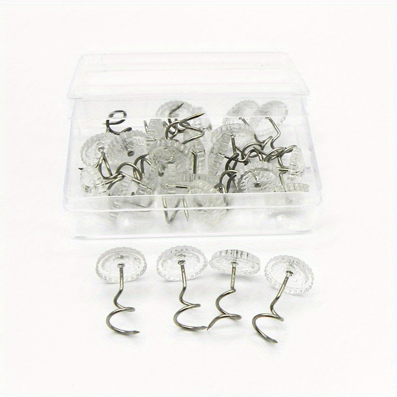 20pcs 50pcs 100pcs bed skirt sofa cover fixing pins twist pins stainless steel transparent spiral pins details 9