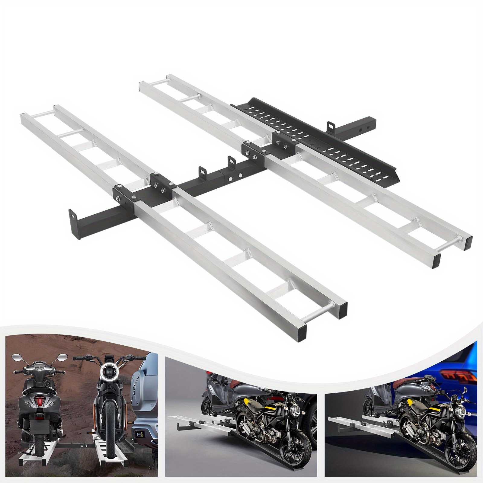 Free Shipping! VEVOR Motorcycle Carrier Dirt Bike Hitch Mount 600LBS Steel Ramp Stability