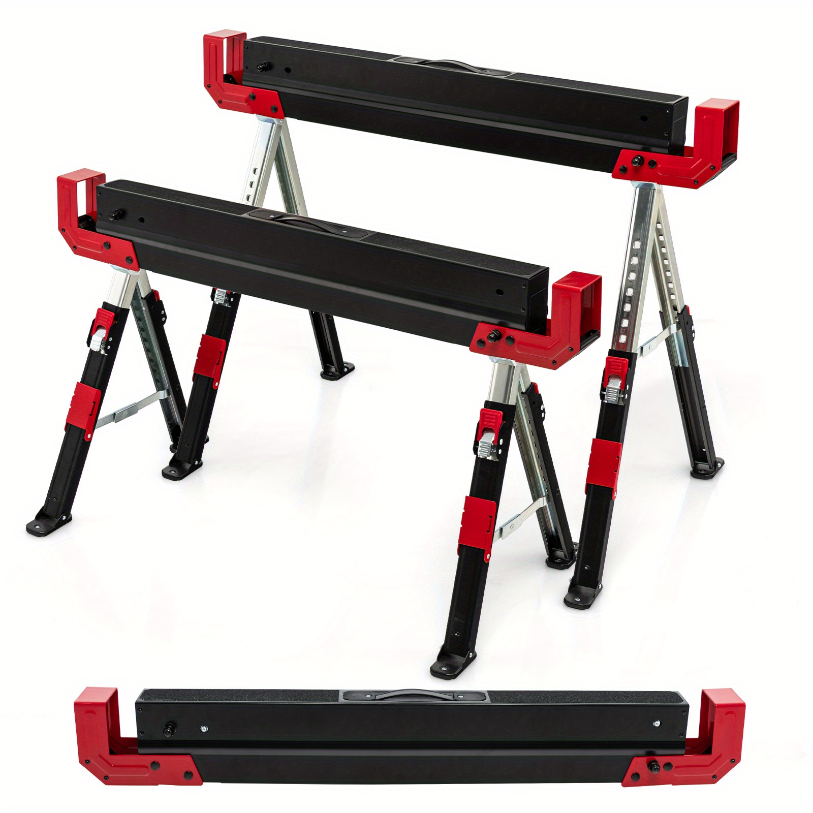 Folding 2- Pack Heavy- Duty Adjustable W/ Support 2600 Lbs Capacity