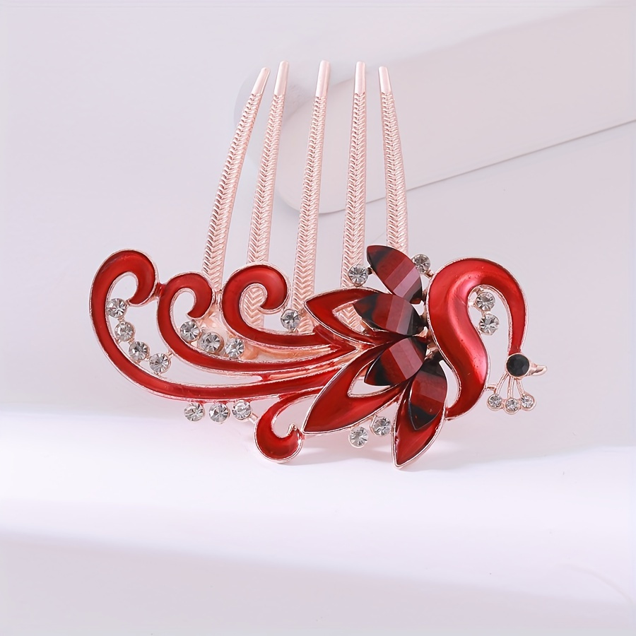 TEMU Peacock Decor Hair Pin Elegant Hair Side Comb Vintage Hair Side Comb Accessories