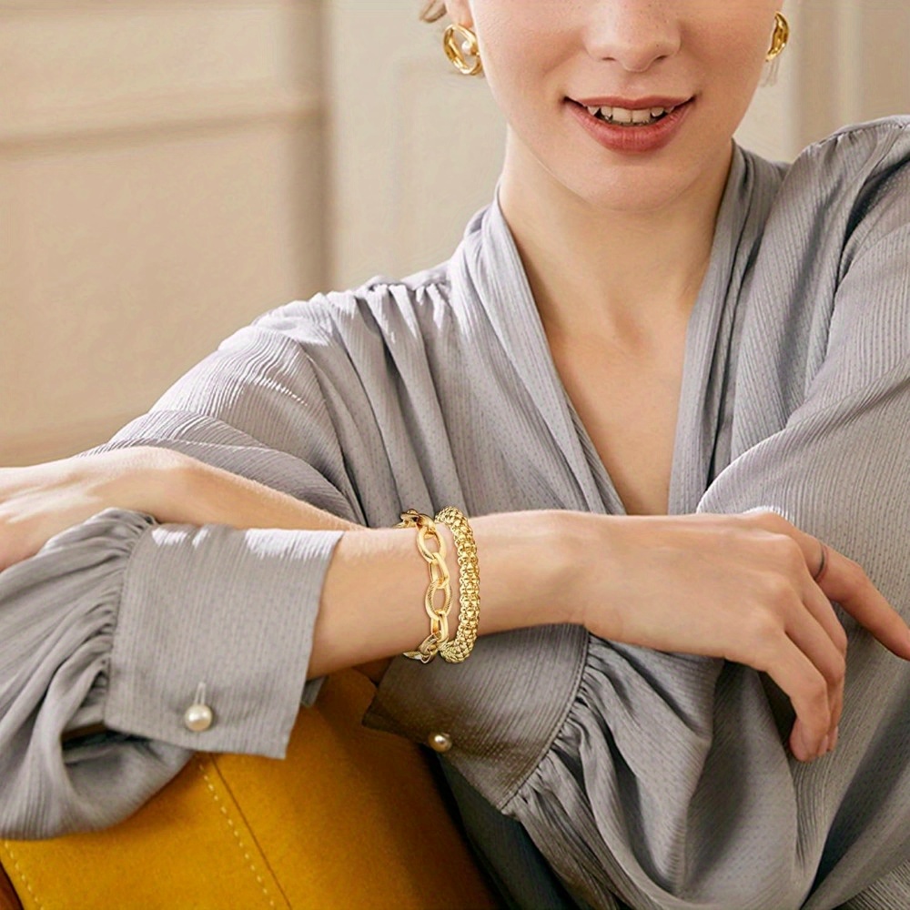 27pcs Golden Stackable Chain Bracelet Set for Women Boho Dainty Multiple Layered
