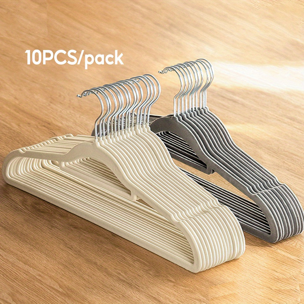 10pcs velvet clothes hangers space saving   wardrobe organizers for coats skirts pants details 0