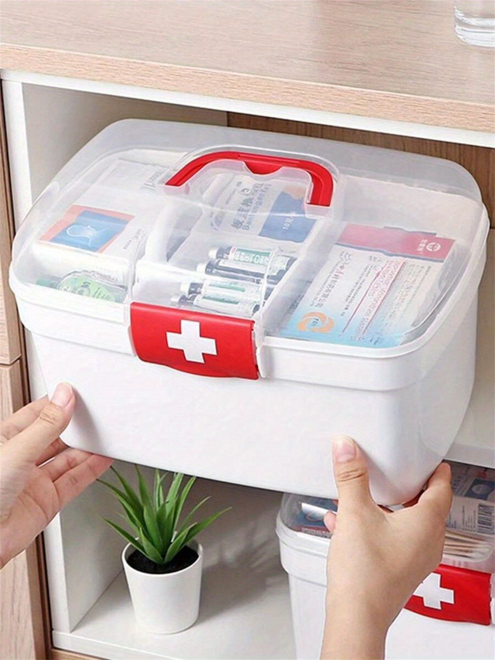 large capacity portable medicine organizer multi compartment first aid kit for home dorms outdoor use details 0