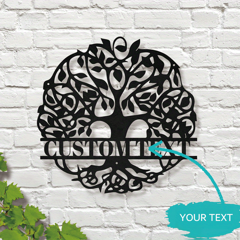 

Personalized Metal Tree Of Life Wall Art – Custom Family Name Monogram Sign, Vintage Style Home Decor For Indoor Outdoor Use, No Feathers, Non-electrical, Universal Occasion Decorative Ornament