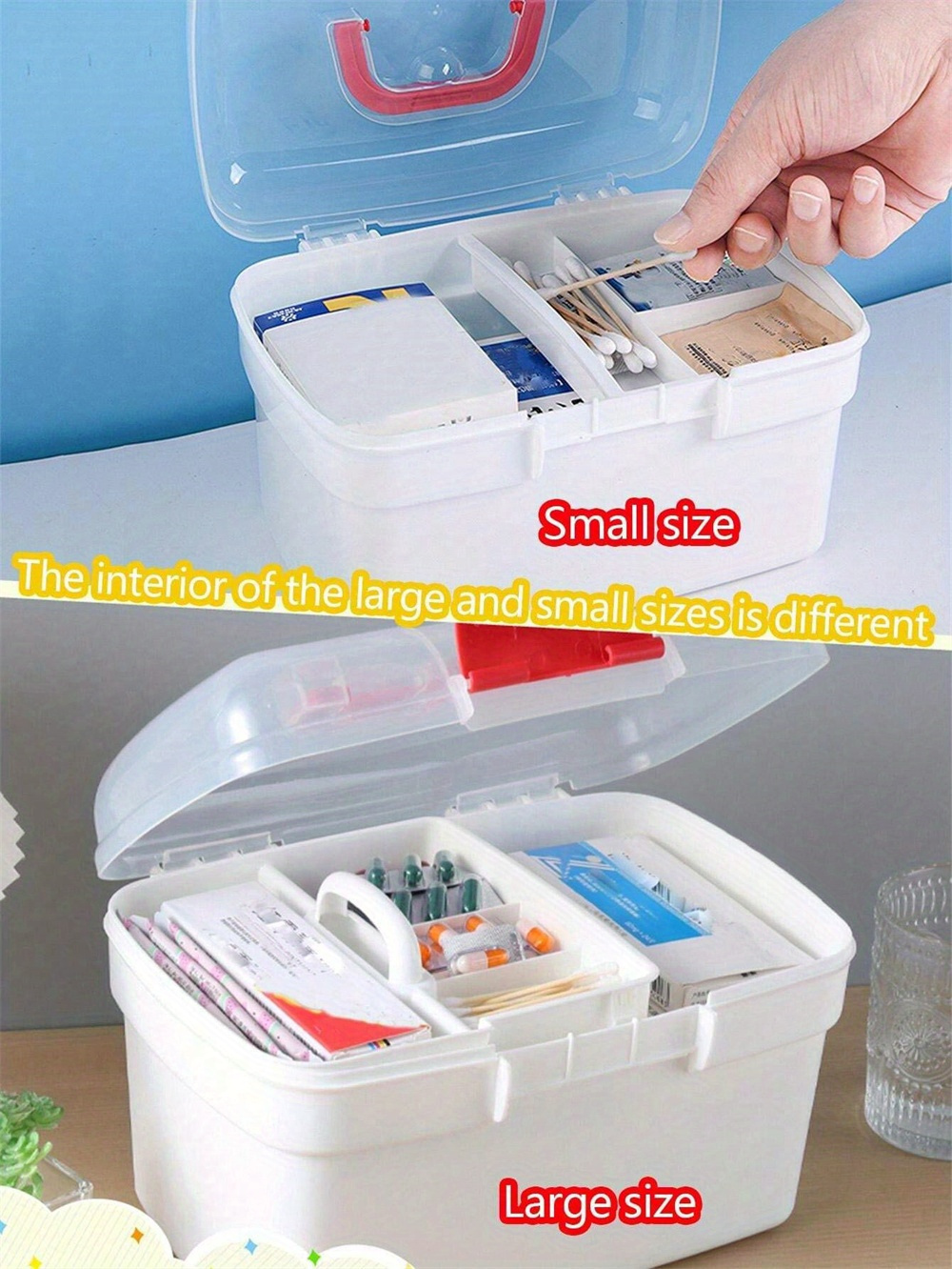 large capacity portable medicine organizer multi compartment first aid kit for home dorms outdoor use details 3