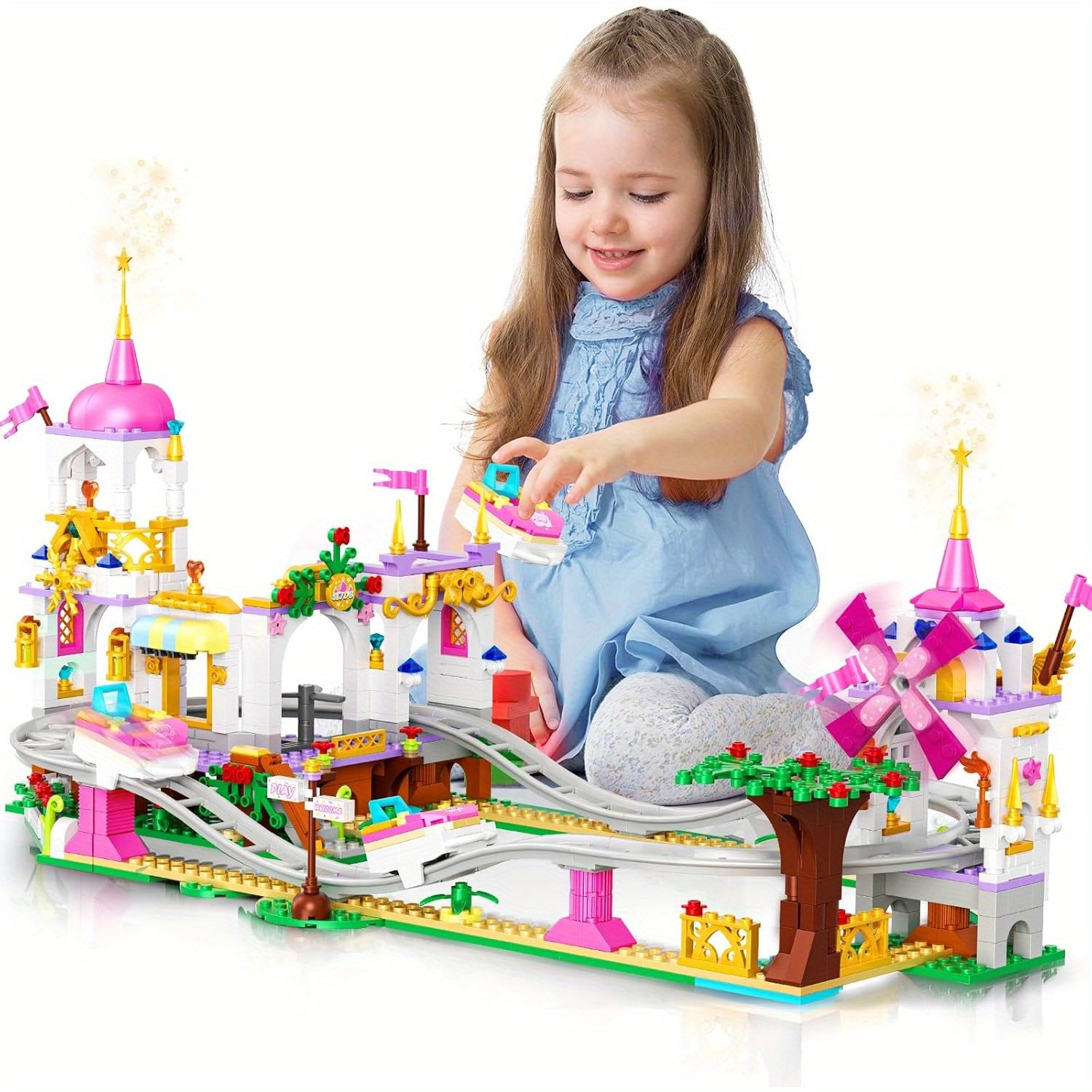 

Hogokids Friend Building Set - 711 Pieces Girls Amusement Park Kit Stem Playground Park Pink Construction Birthday Gift Toys For Kids Girls Boys Aged 6 7 8 9