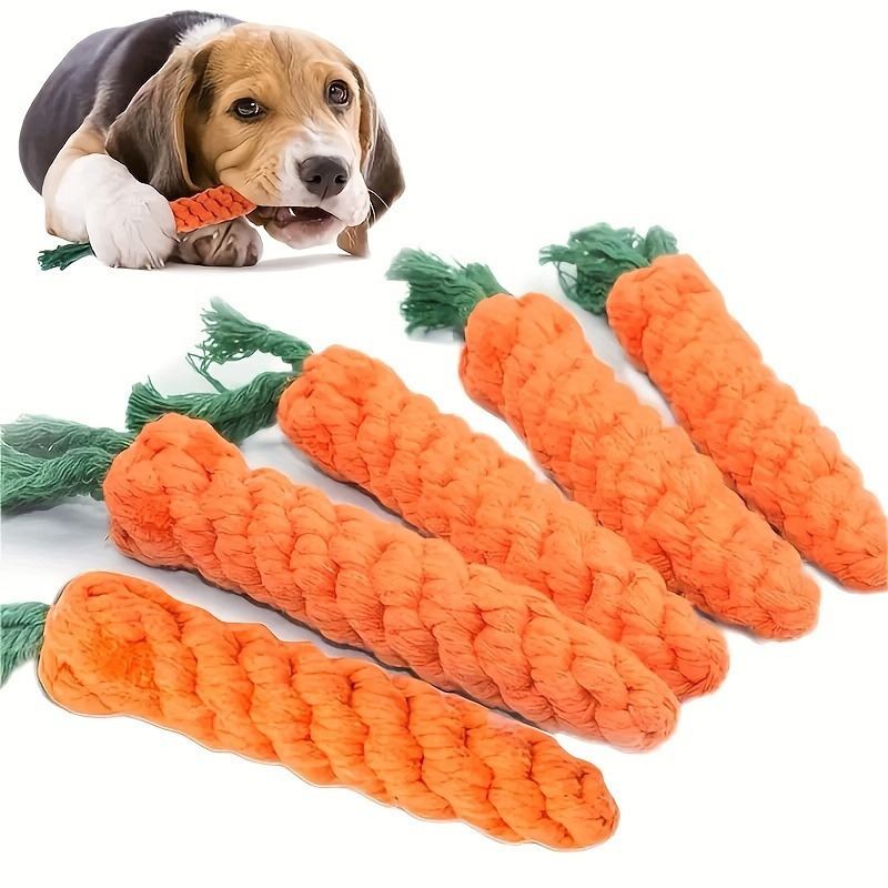 interactive durable carrot shaped dog toy with tassel all breed sizes linen material tear resistant tug of   chew toy for medium dogs