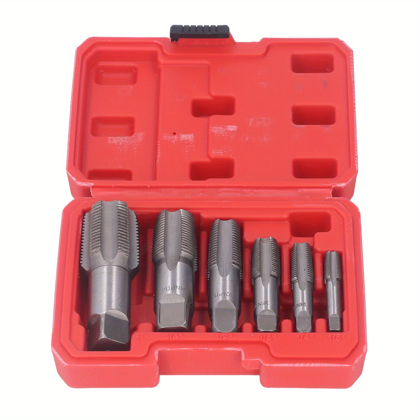 

6pcs Pipe Tap Npt 1in 3/ 4in 1/ 2in 3/ 8in 1/ 4in 1/ 8in Carbon Steel Thread Tapping Tool Kit For Pvc Pipe