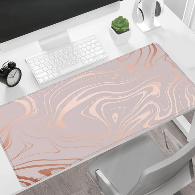 

Non-slip Rubber Mouse Pad With Stitched Edges, Elegant Pink And Rose Golden Marble Design, Large Desk Pad For Keyboard And Mouse, Minimalist Gaming Mousepad, Durable Oblong Shape - Ideal Gift