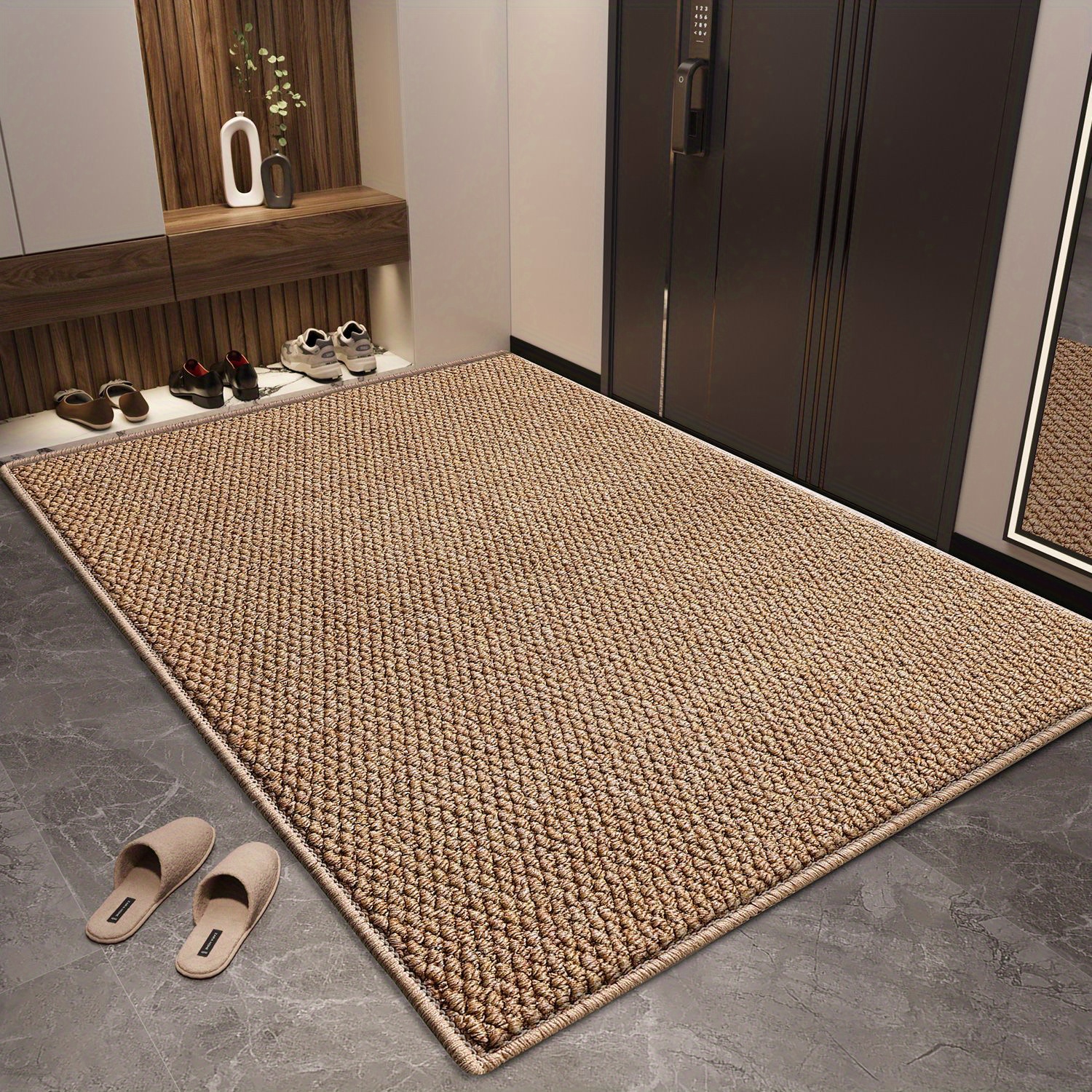 

Non-slip Entryway Mat – Washable Beige Textured Doormat For Home, Resistant To Dirt, Indoor Use, Living Room, Or Coffee Table, Washable Area Mat