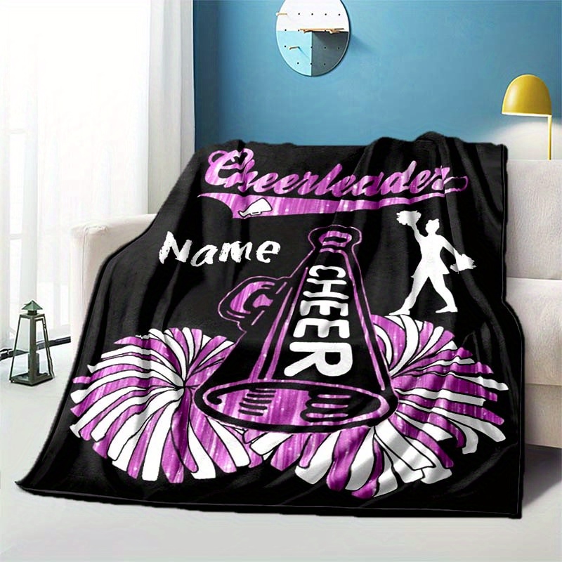 

Customizable Cheer Your Name Blanket - Soft, Warm Polyester Throw For Sofa, Bed, Office Chair & Camping - Perfect Gift For Friends & Family