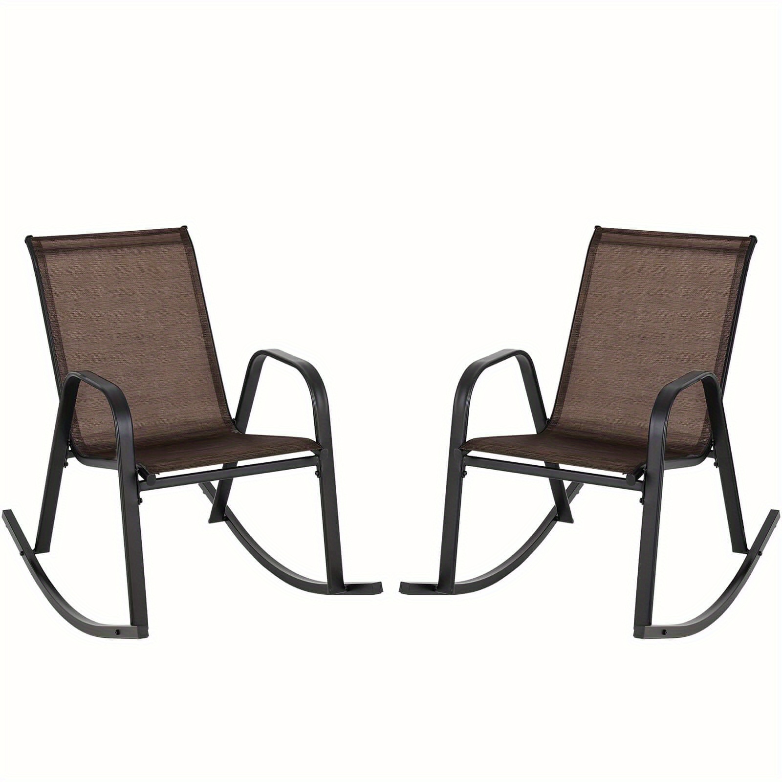 

Multigot 2pcs Patio Rocking Chair Heavy-duty Metal Rocker Outdoor Anti-slip Brown