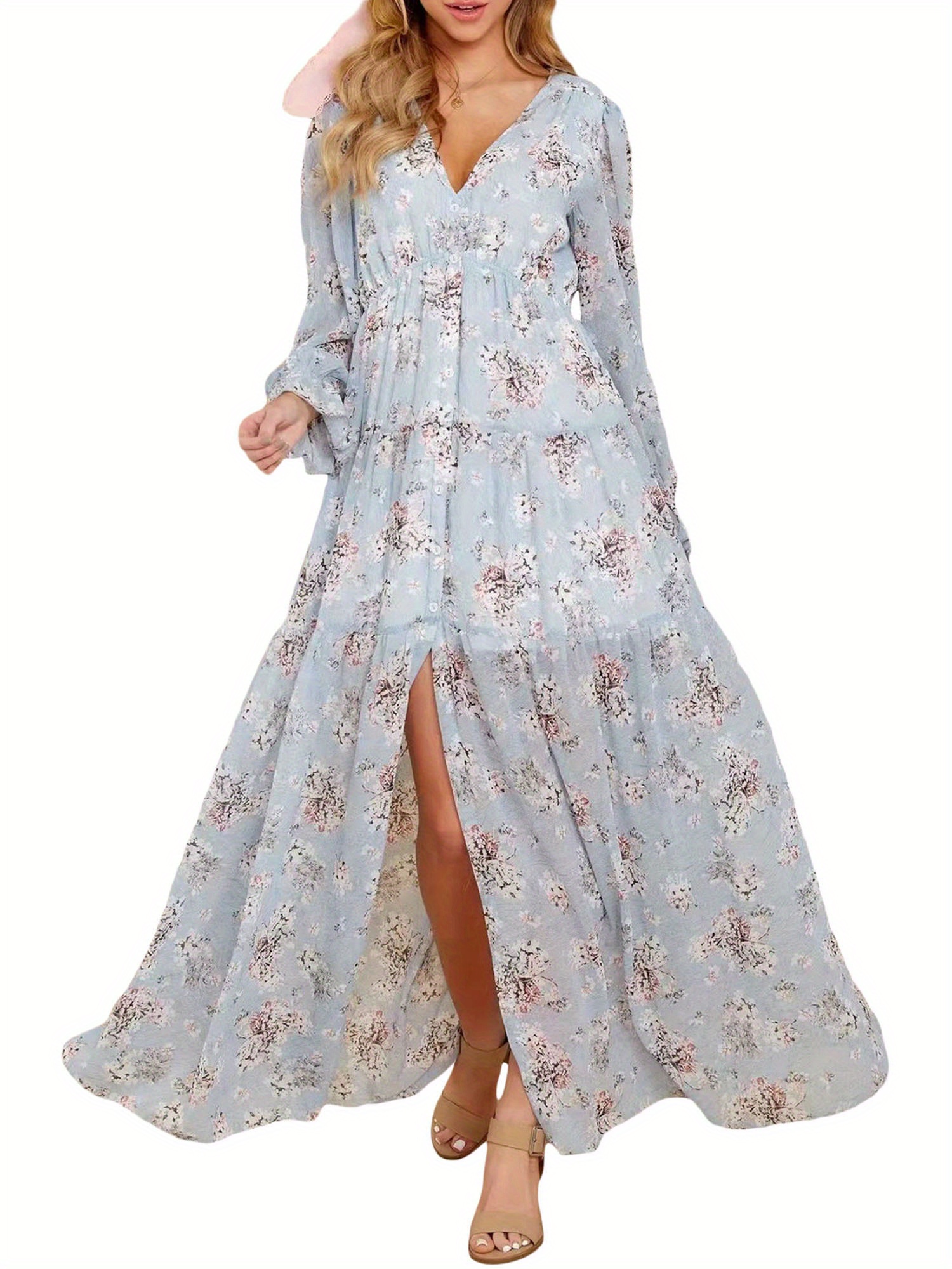 elegant floral print pinafore dress for women, polyester blend, knit  fabric, sweetheart neck, cap sleeves, smocked waist, a-line silhouette, for  layered long dress - women's clothing - Temu
