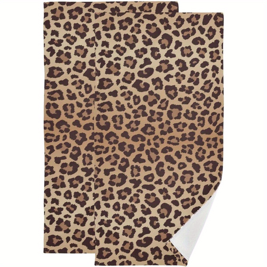 

Leopard Print Hand Towel Bathroom Kitchen Towel Dish Towel Set 2, Skin Pattern Brown Leopard Print Soft Small Bath Towel Set Washcloth Decor Kitchen Dishcloth Fitness Spa 18*26 Inches