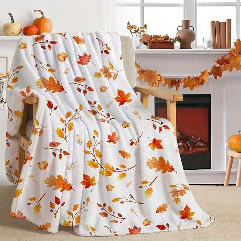 

Fall Throw Blanket Autumn Throw Blanket Watercolor Leaves Bed Blanket Harvest Soft Warm Cozy Blanket Flannel Fleece Fuzzy Plush Bed Blanket For Sofa Bed Couch