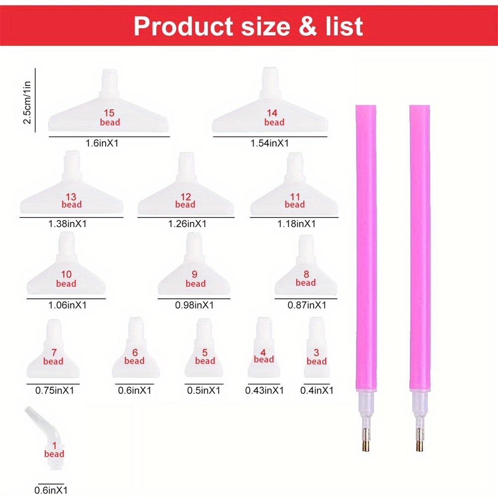 Image of 16pcs Diamond Pen Heads - High-quality Replacement Tips For 5d Diamond Painting, Point Drill Pens For Art Craft Embroidery, Stitch, And Diy Crafts