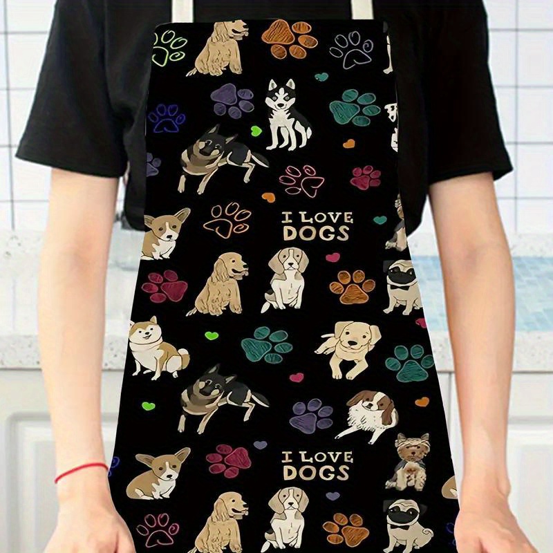 

Chic Pet Puppy Pattern Apron - Polyester, Cooking & Cleaning In Kitchen And Dining Area