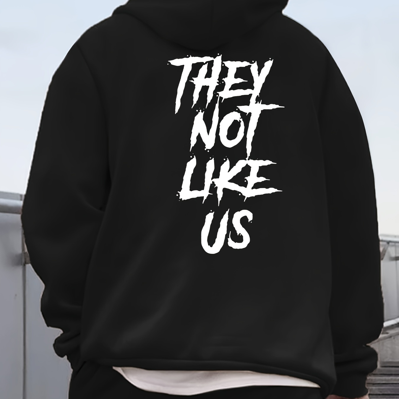 

They No Like Us Print Men's Fashionable Hoodie, Trendy Hooded Pullover Sweatshirt For Men, Perfect For Fall And Winter