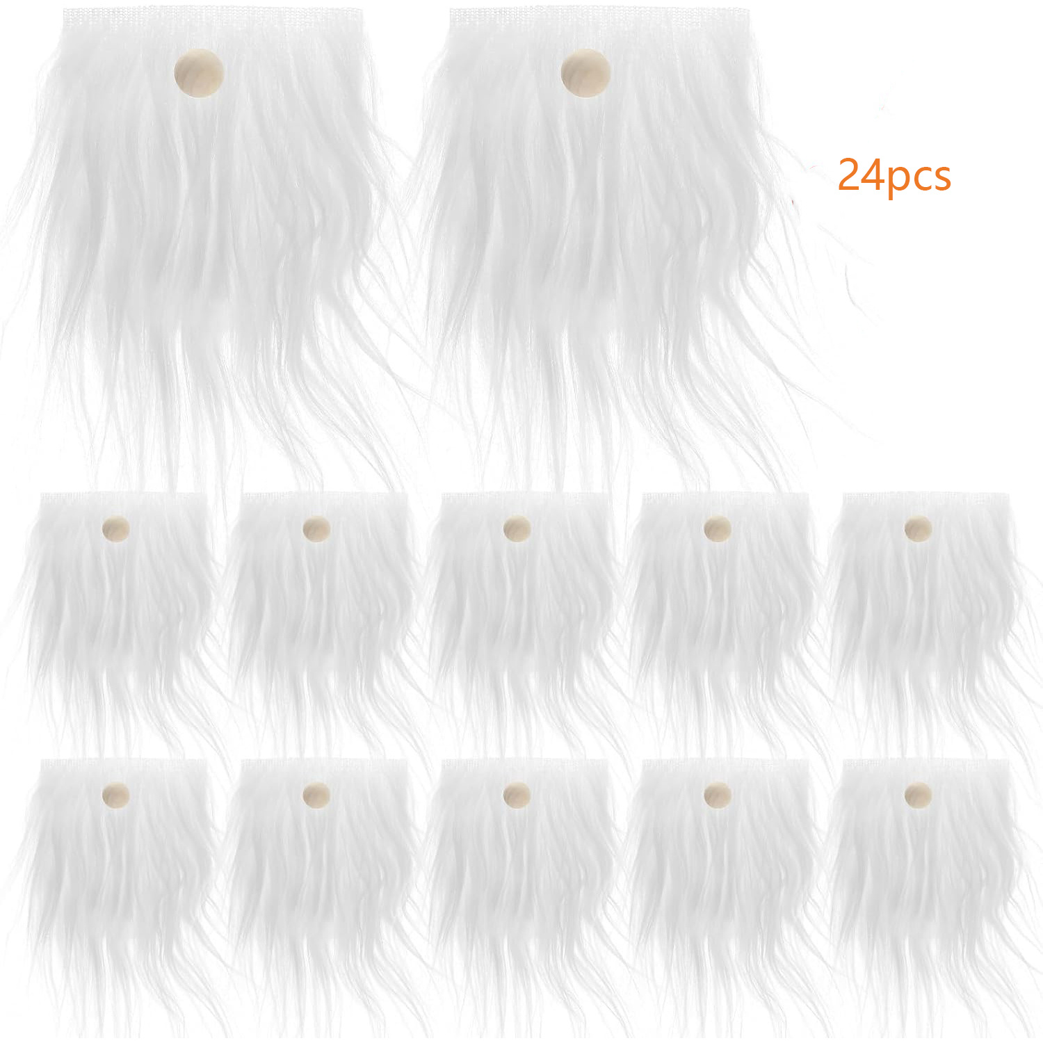 

12pcs White*18*9cm+12pcs Wooden Ball Dwarf Hair And Beard Accessories Set For Christmas Decoration