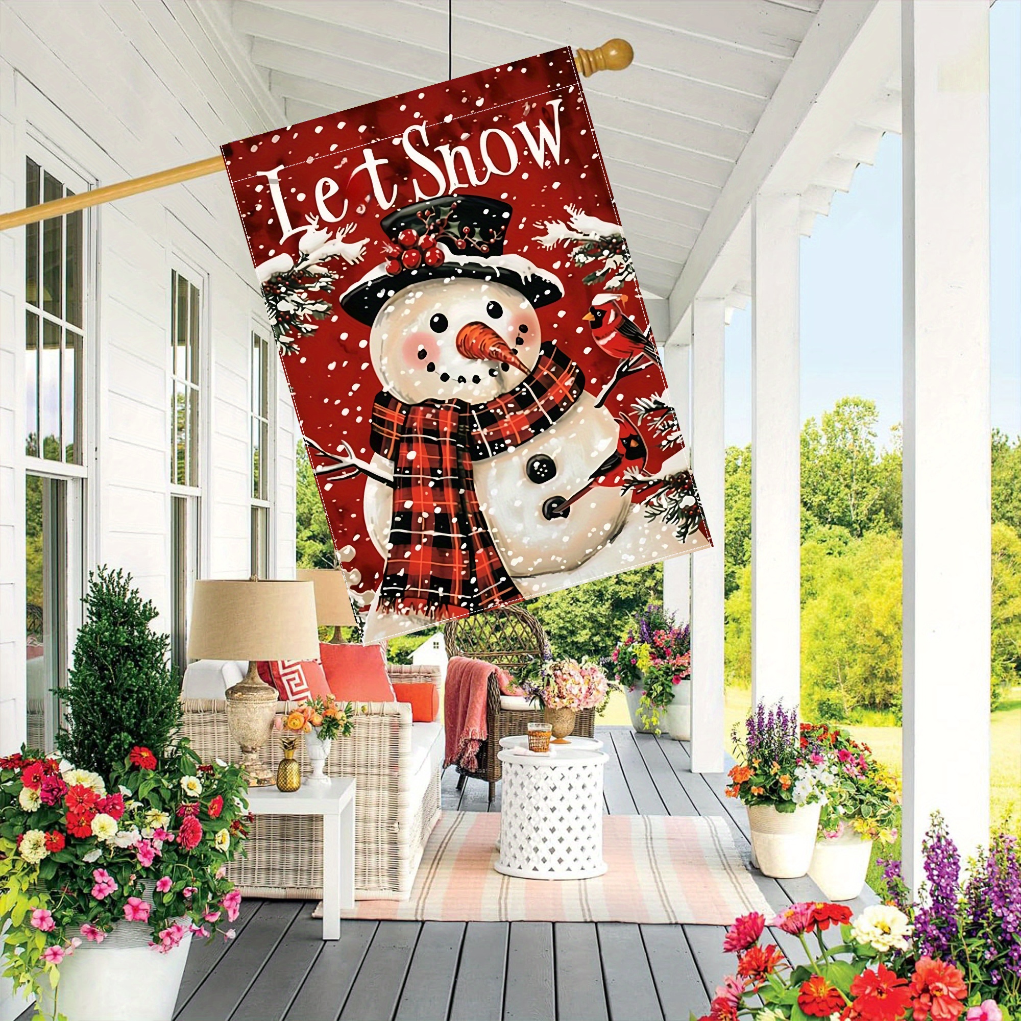 

Double-sided Snowman Flag - 28x40 Inches, Polyester, Outdoor Christmas Decor